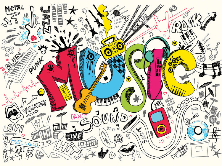 Arte de la lona de los garabatos del sonido de la música