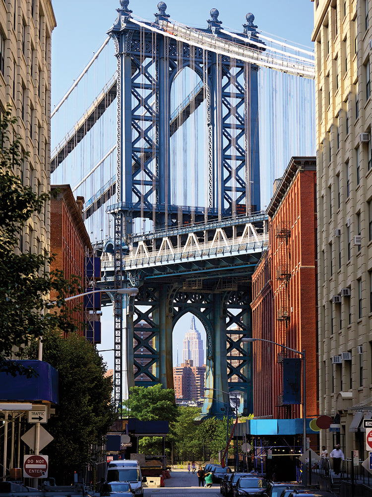 Arte de la lona del puente azul del río Hudson