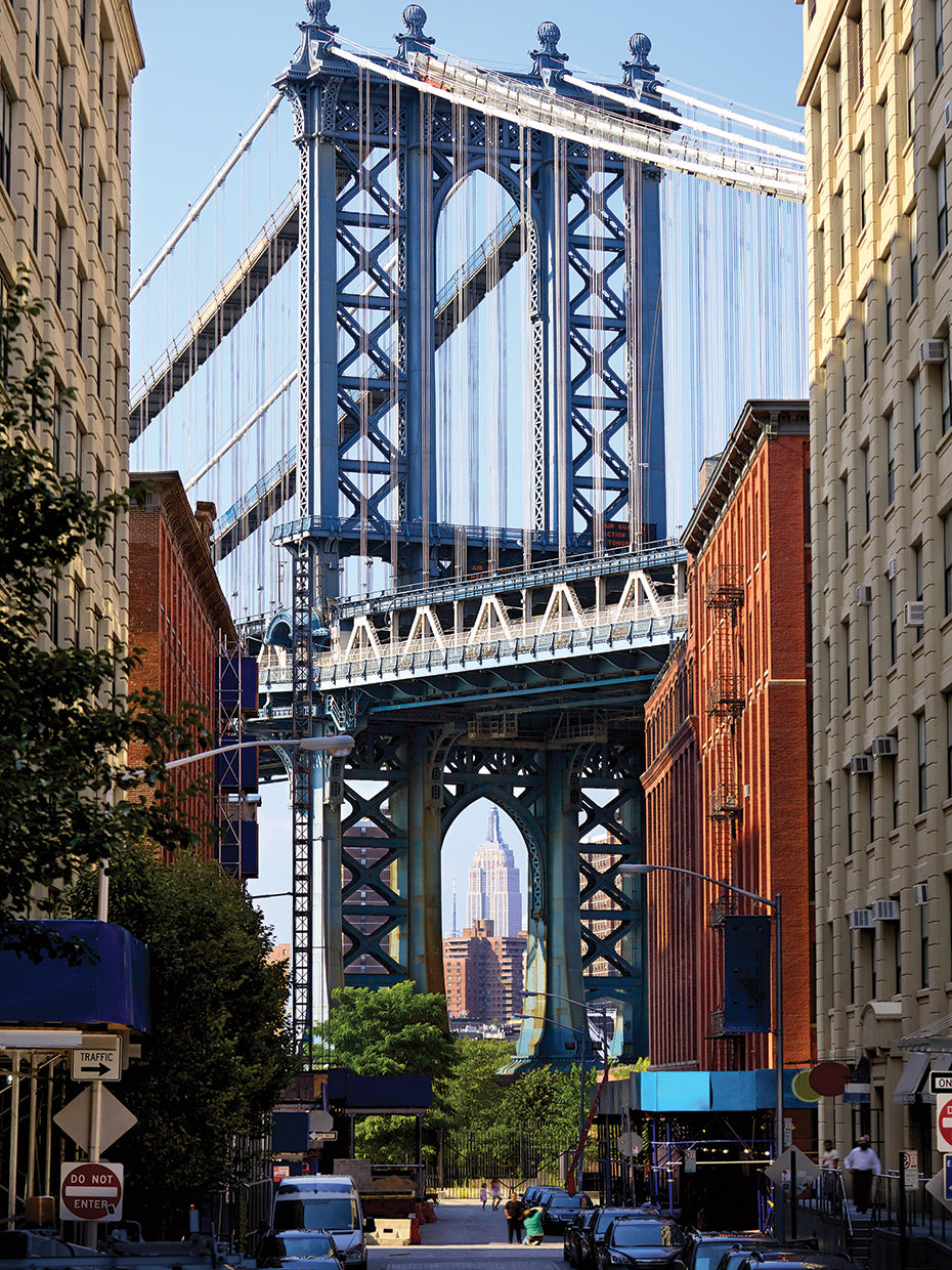 Arte de la lona del puente azul del río Hudson