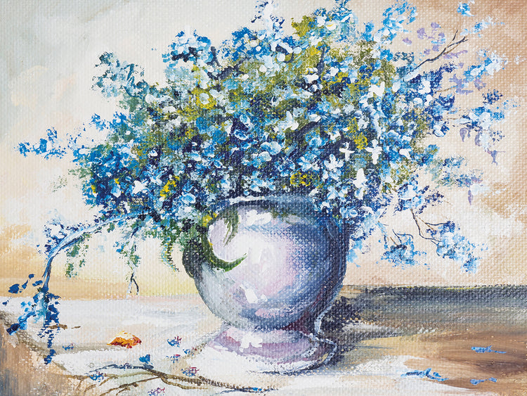 No me olvides ramo azul arte de la lona
