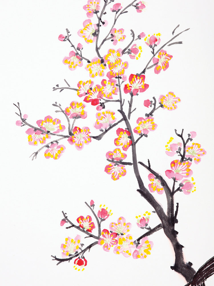 Arte de la lona de la flor del ciruelo de la primavera prístina