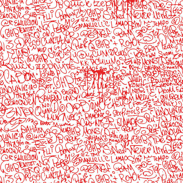 Arte de la lona de los garabatos de la etiqueta roja de Grafitti
