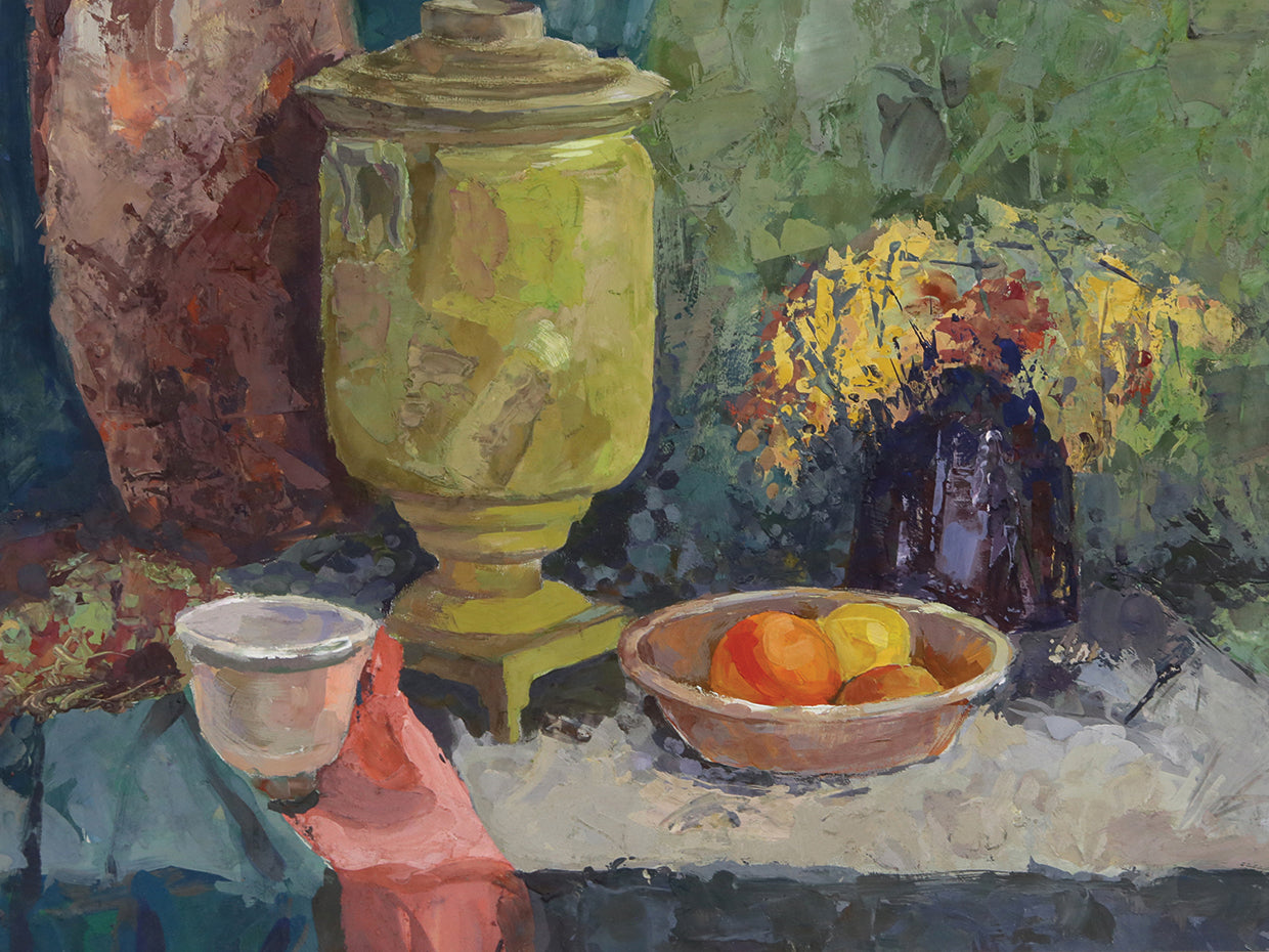 Samovar y Satén Still Life Canvas Art