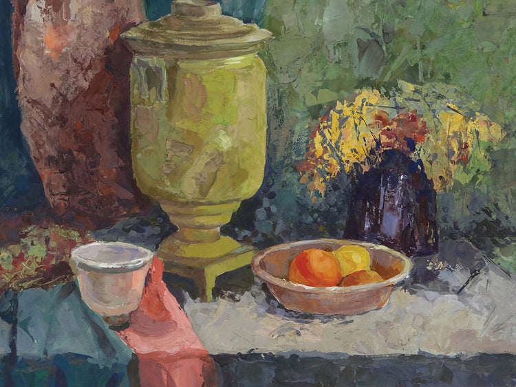 Samovar y Satén Still Life Canvas Art