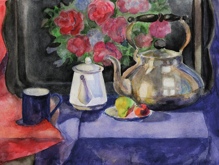 Arte de lienzo de reflejos de té rosado