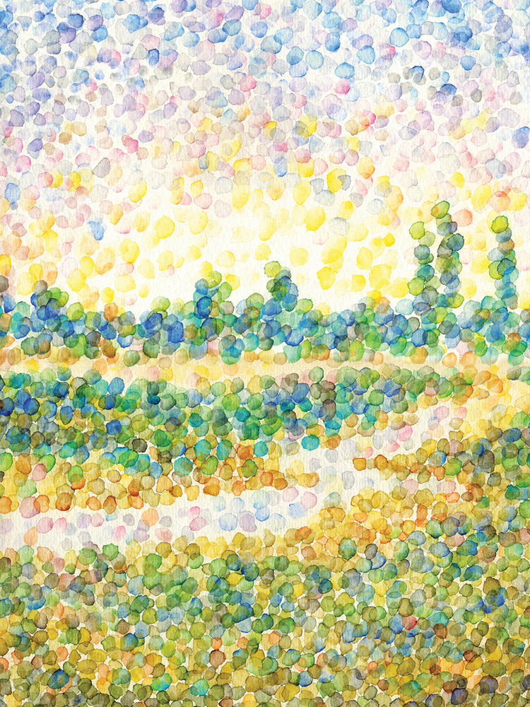 Lienzo con paisaje de puntos de luz