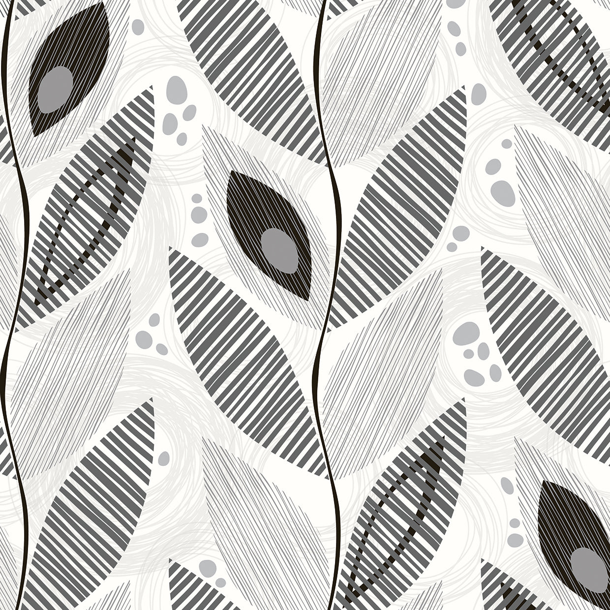 Leafy Lines in Greys