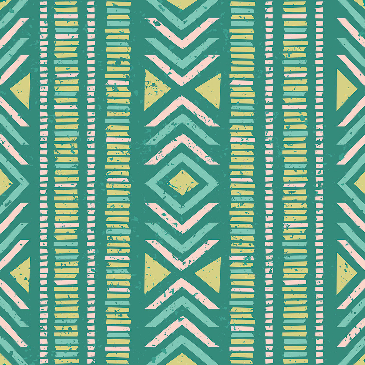 Arte en lienzo con patrón de tango tribal verde azulado