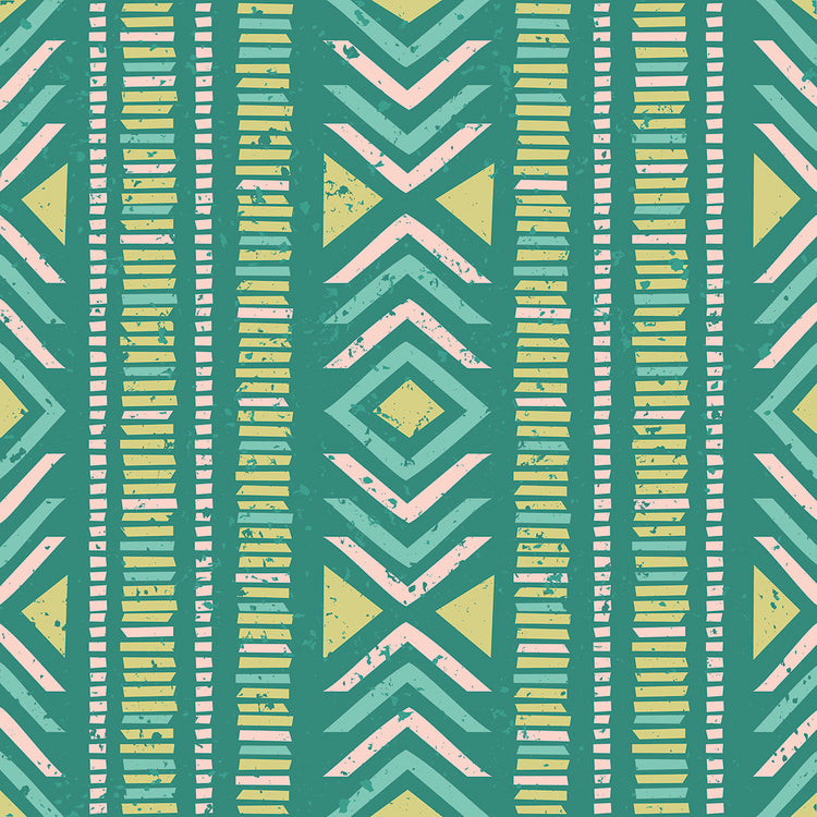 Arte en lienzo con patrón de tango tribal verde azulado