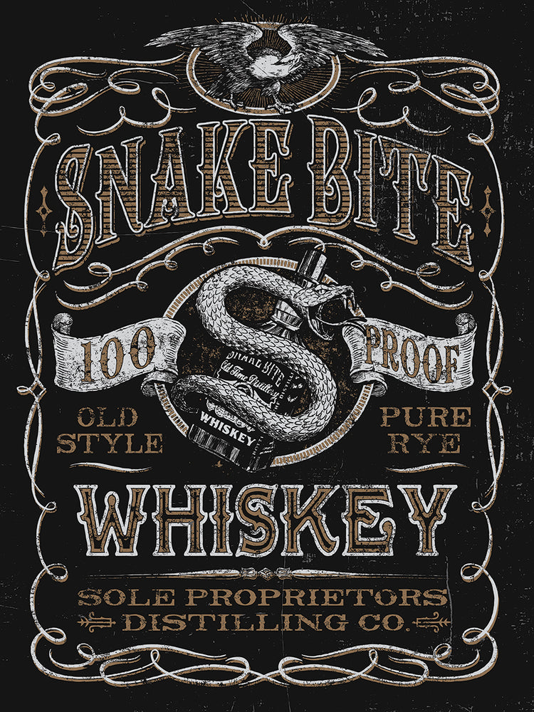 Arte de la lona de la muestra del whisky de la mordedura de la serpiente