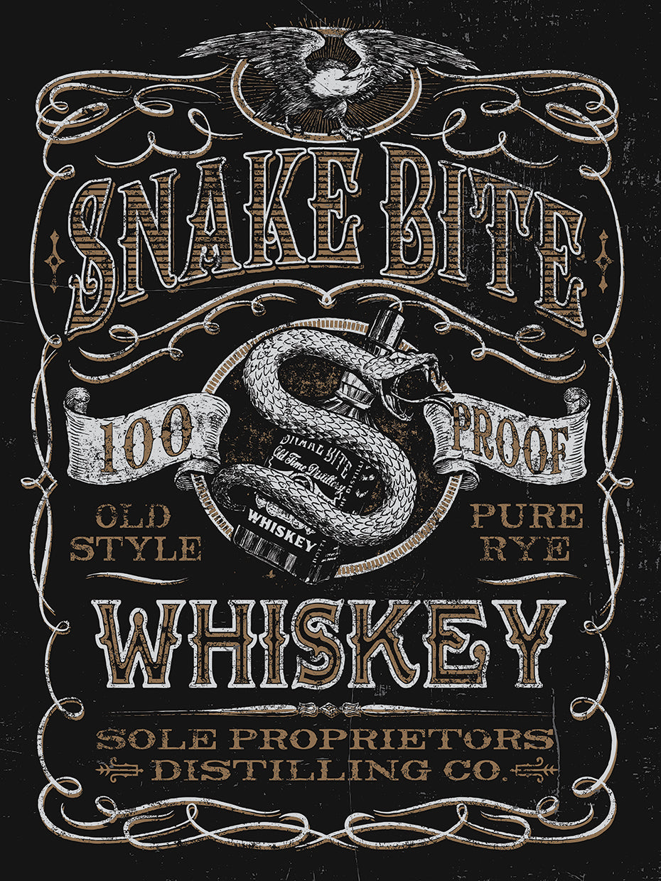 Arte de la lona de la muestra del whisky de la mordedura de la serpiente