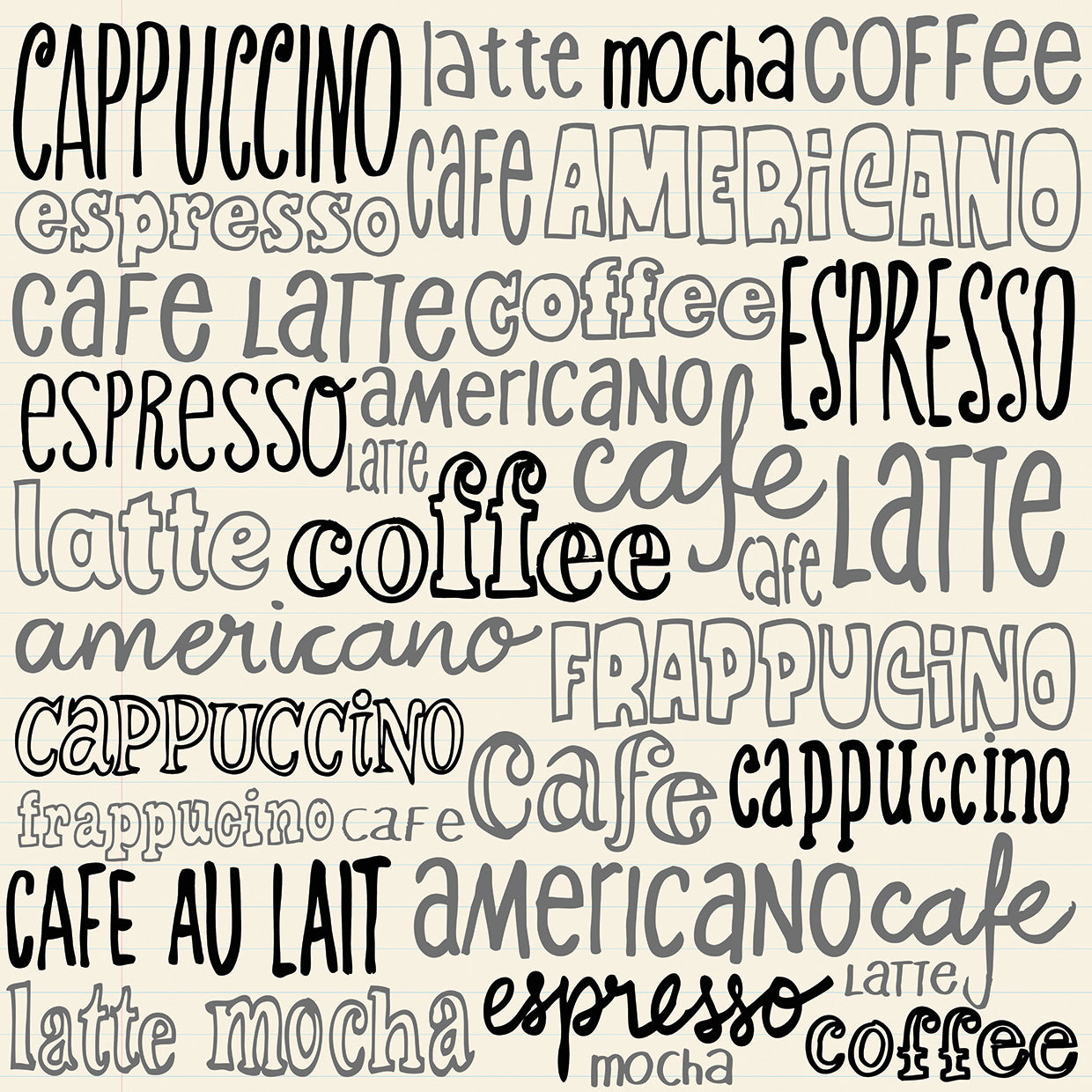 Coffee Words Doodles