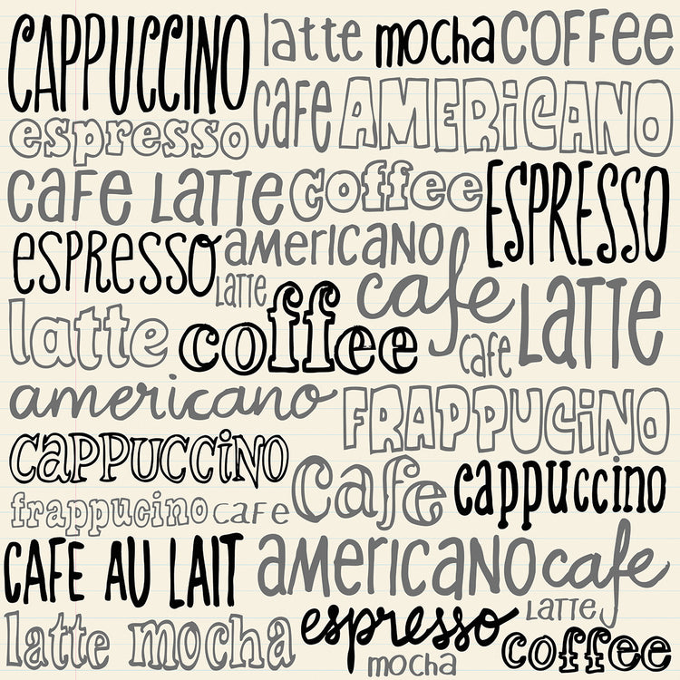 Coffee Words Doodles