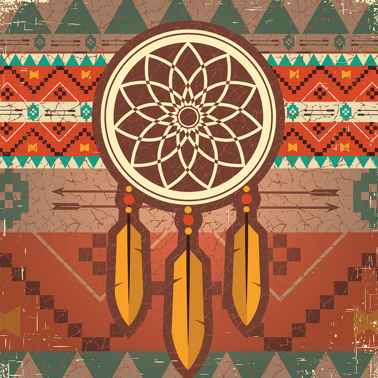 Arte de la lona del atrapasueños de los colores del desierto
