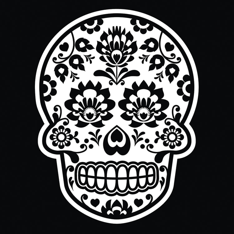 Black and White Sugar Skull Floral