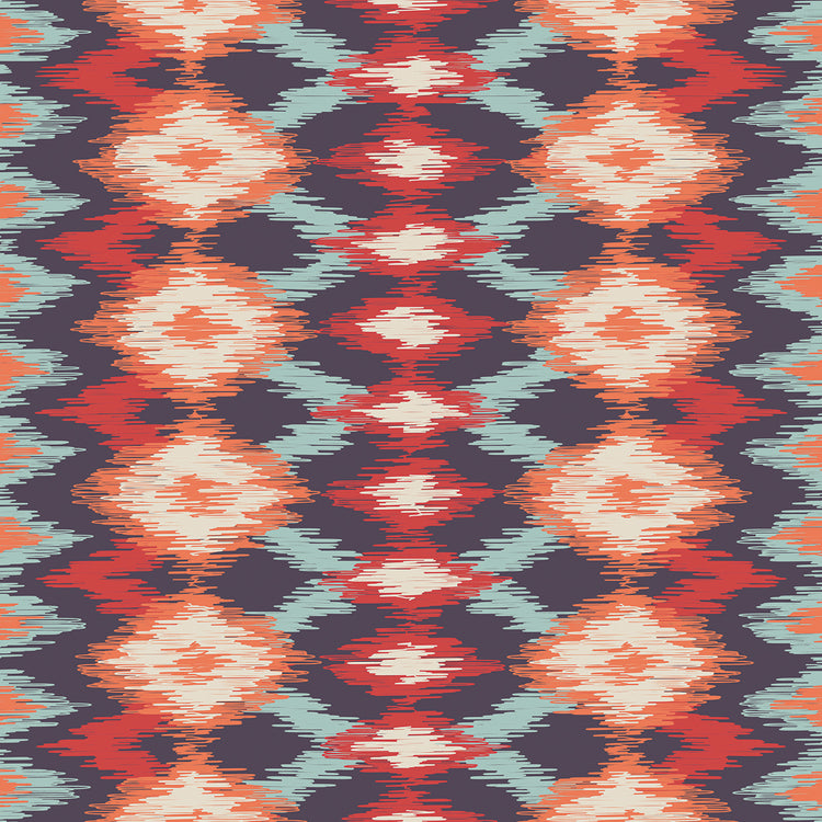 Patrón de filas de diamantes Ikat Arte de la lona