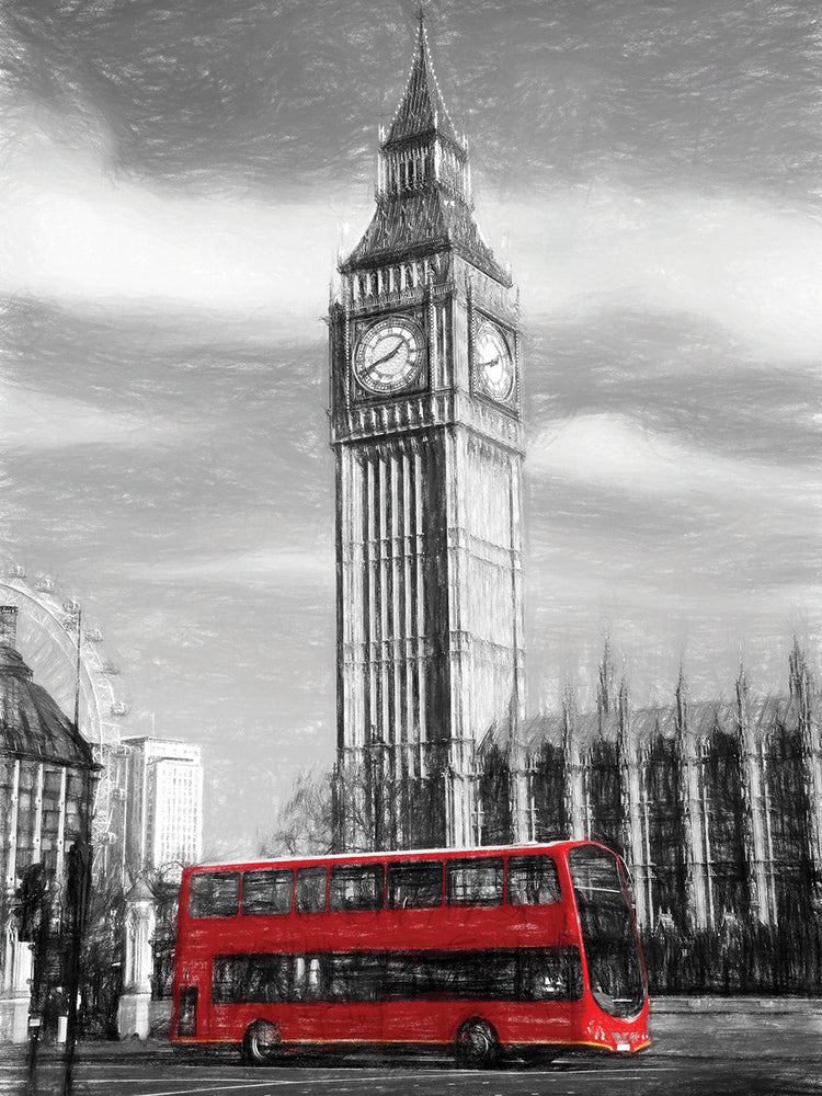 Arte de la lona del autobús de dos pisos de Big Ben