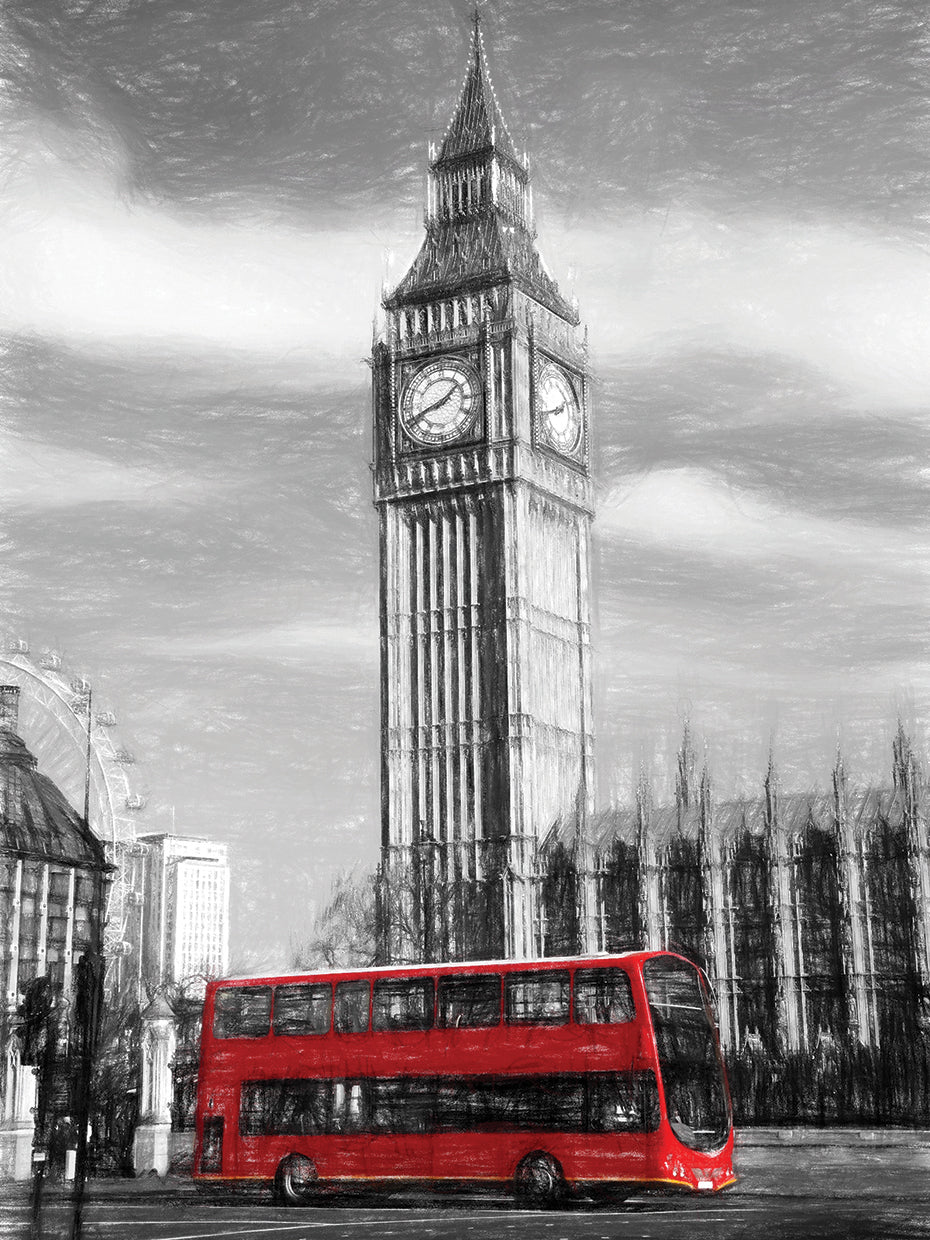 Arte de la lona del autobús de dos pisos de Big Ben