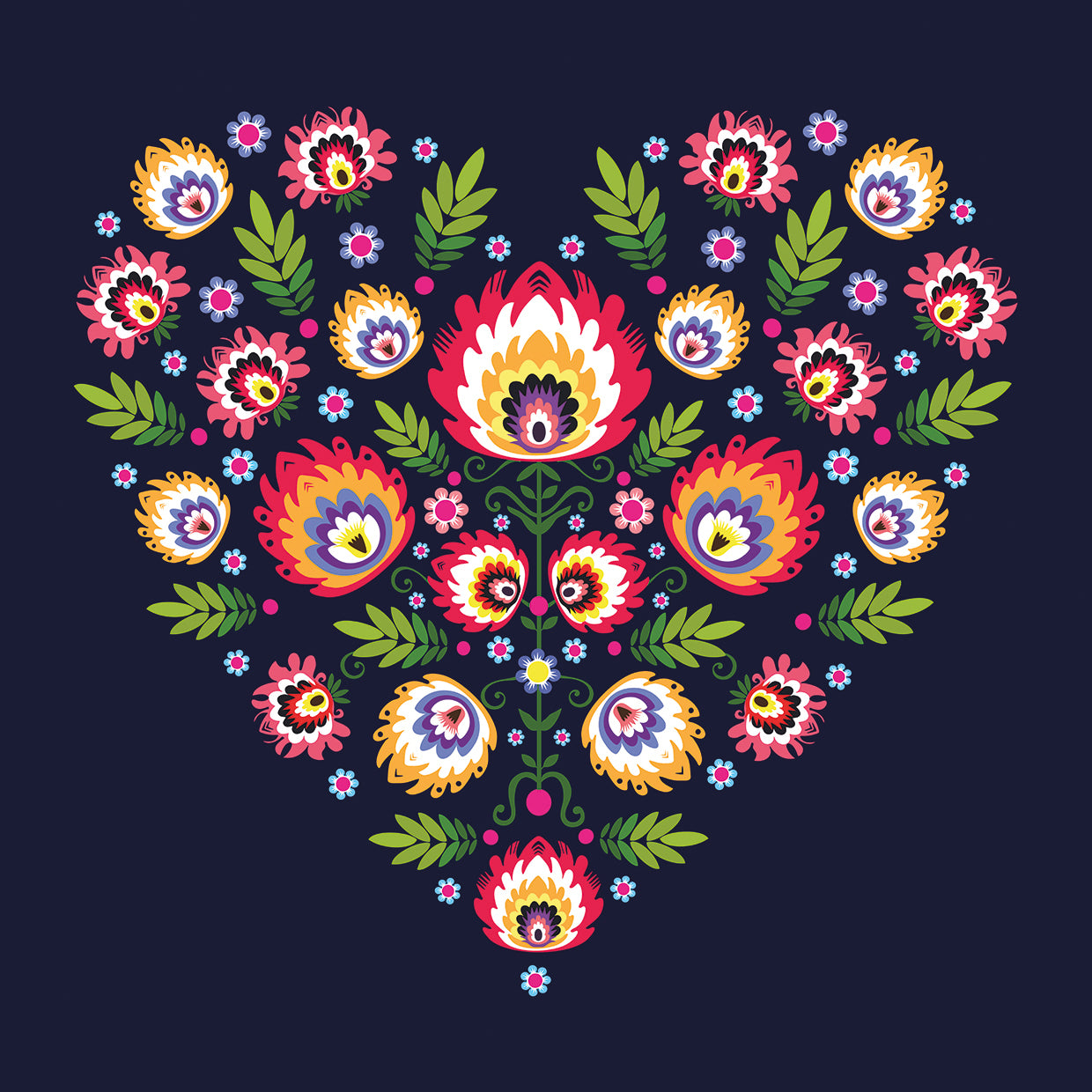 Arte en lienzo con patrón de corazón floral azul grande