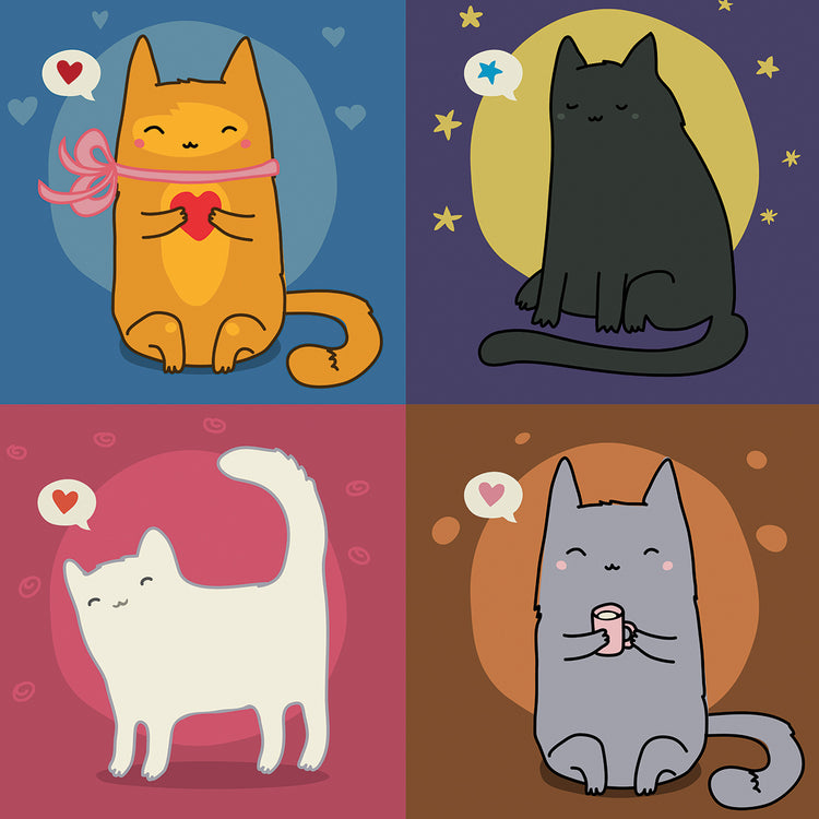 Four Square Cute Cats