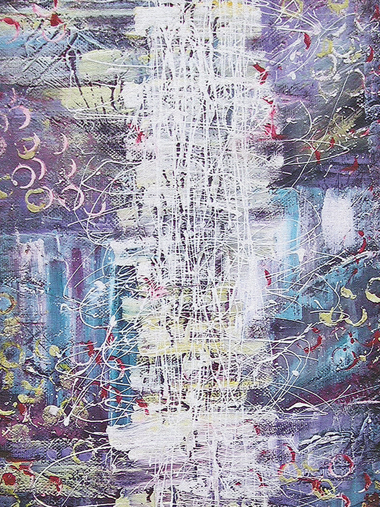 Arte en lienzo con patrón de cascada violeta azul