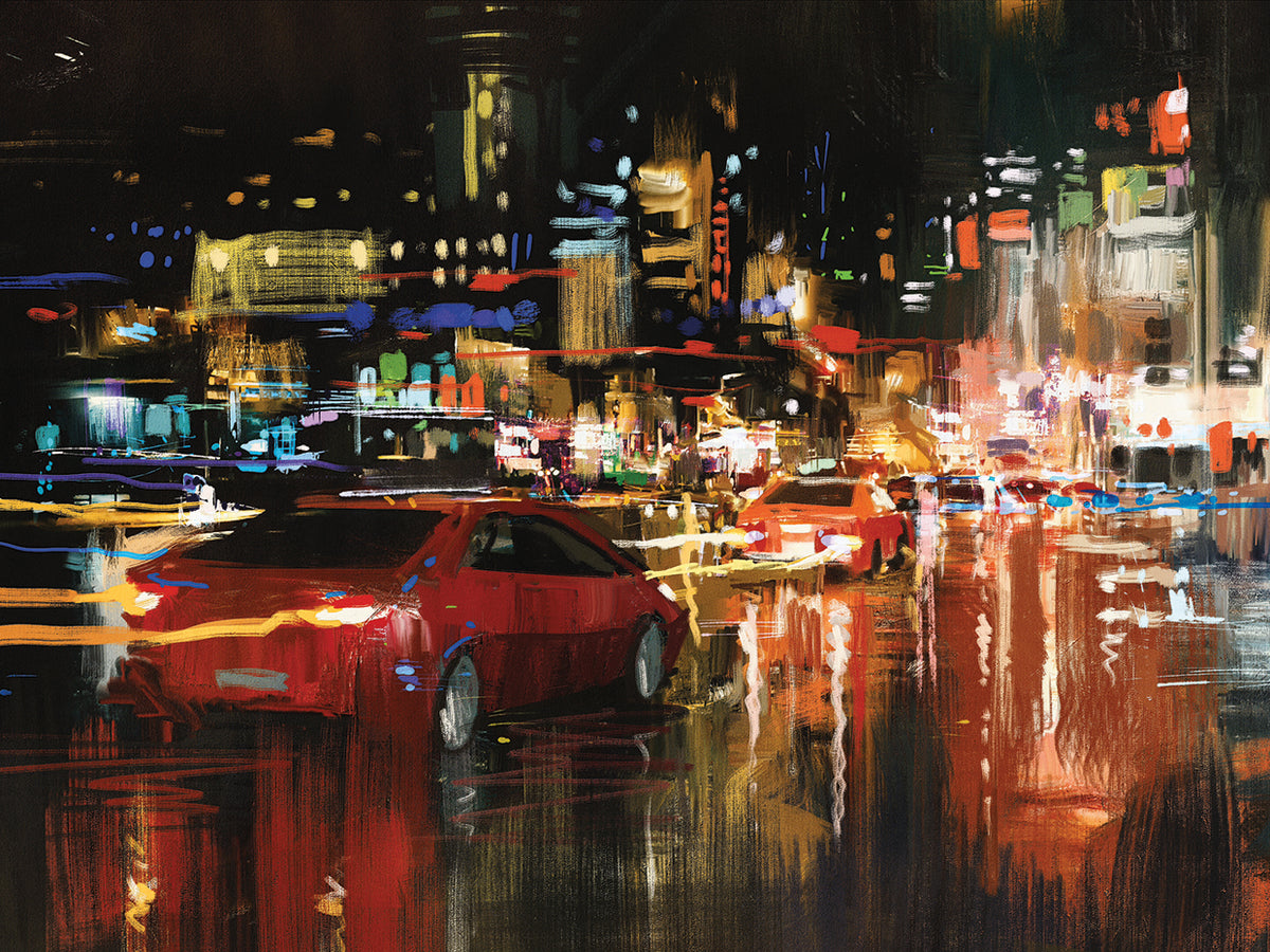 Red Car City Lights