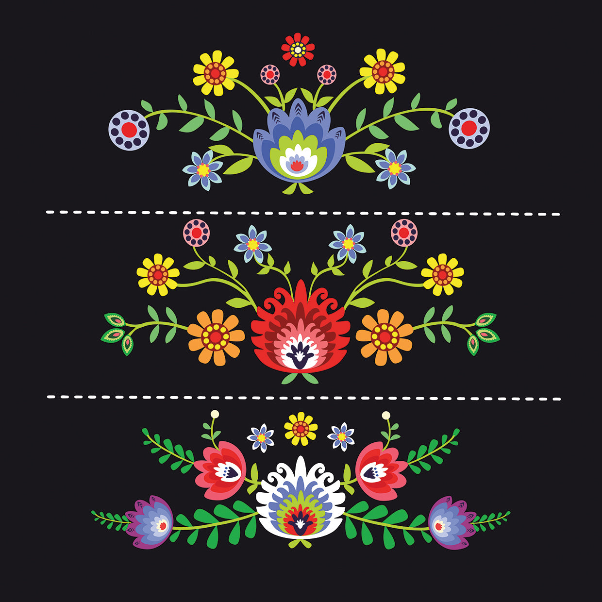 Arte popular Floral Trío Patrón Lienzo Arte