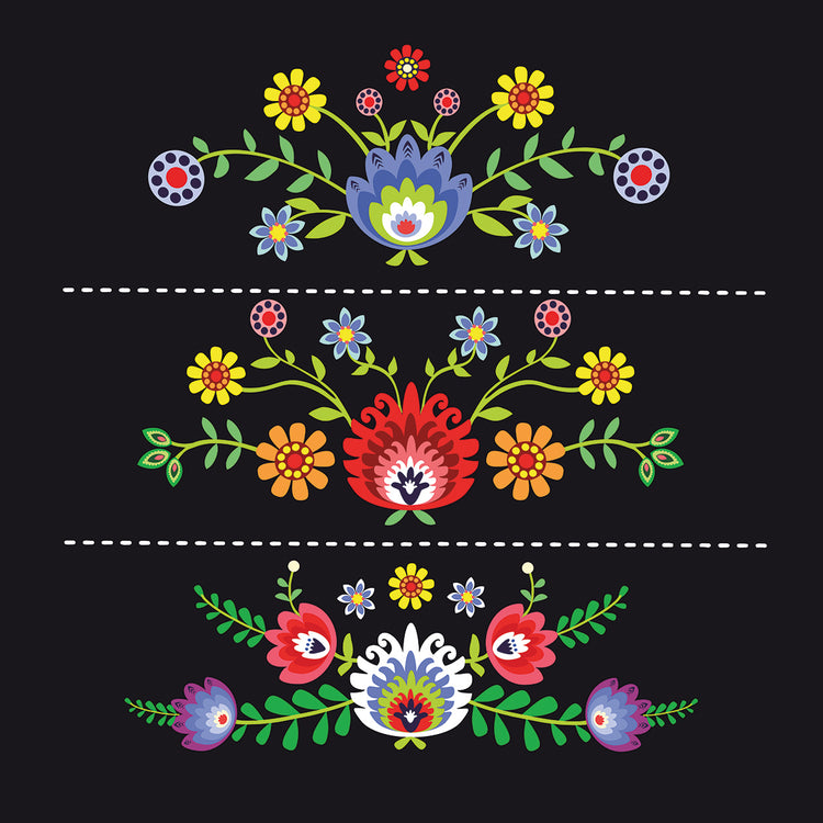 Arte popular Floral Trío Patrón Lienzo Arte