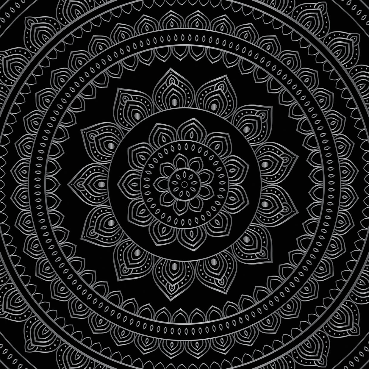 Silvery Black Velvet Mandala