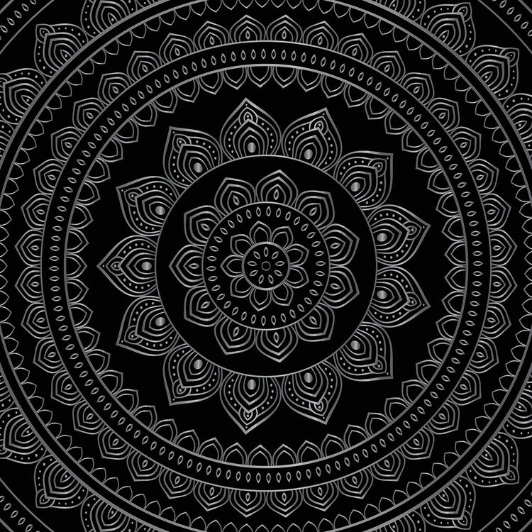 Silvery Black Velvet Mandala