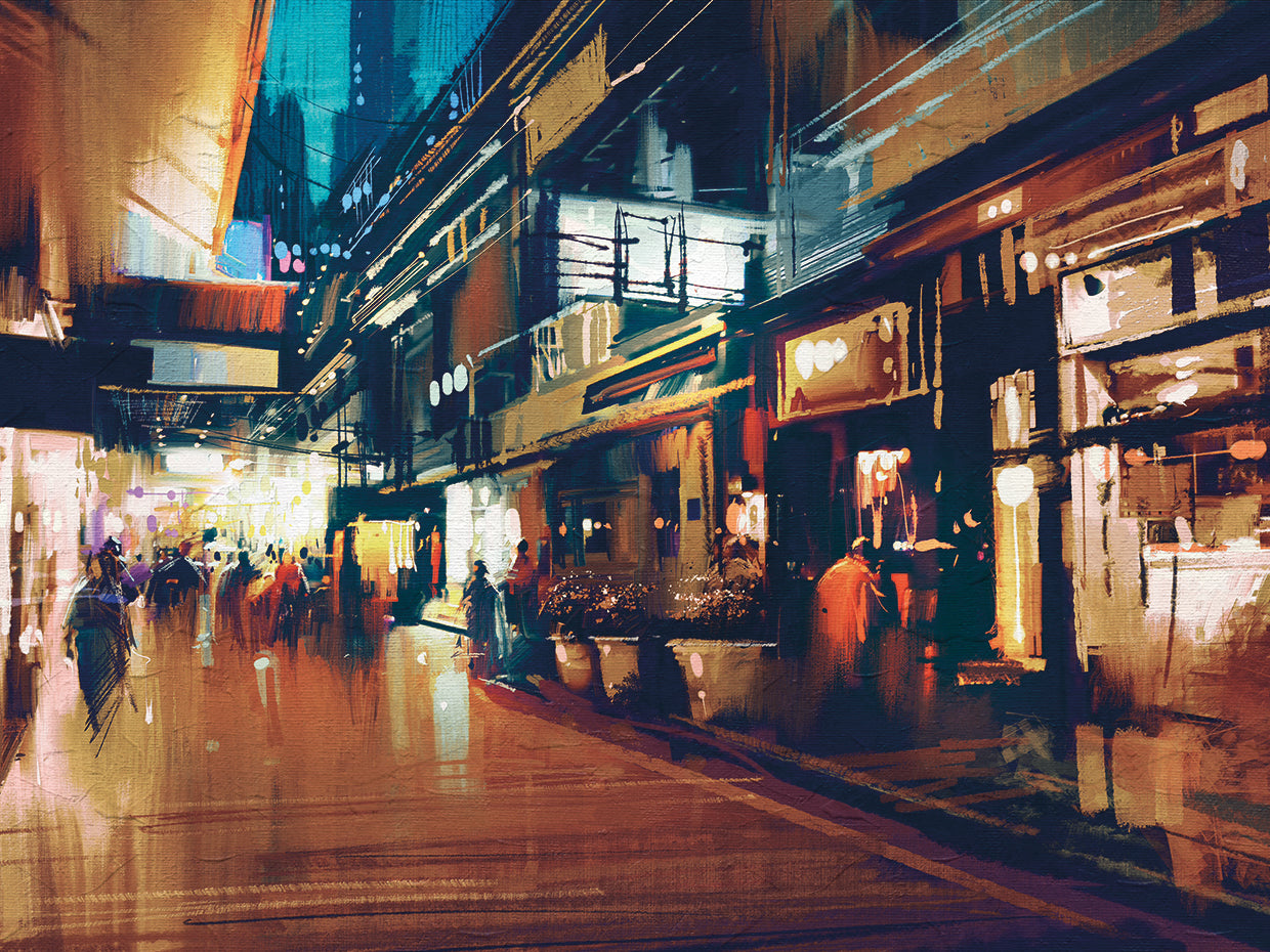 Noche en la ciudad City Colors Canvas Art