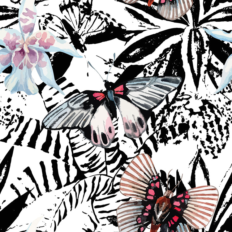 Arte de la lona de las mariposas del jardín tropical