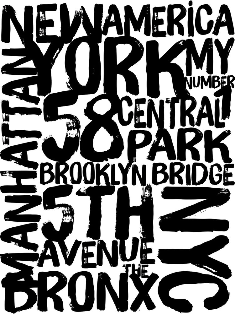 Arte de la lona de las palabras de la parte superior de la ciudad de Nueva York