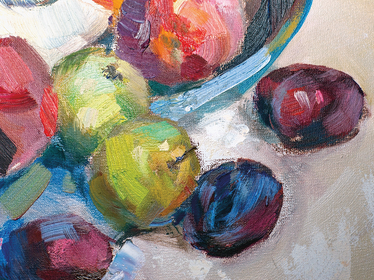 Manzanas y ciruelas para el lienzo de recetas