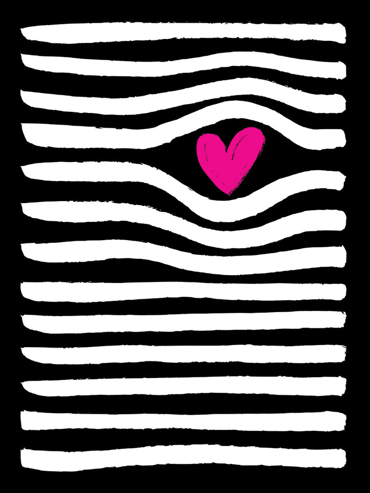Arte de la lona del corazón rosado de las rayas blancas