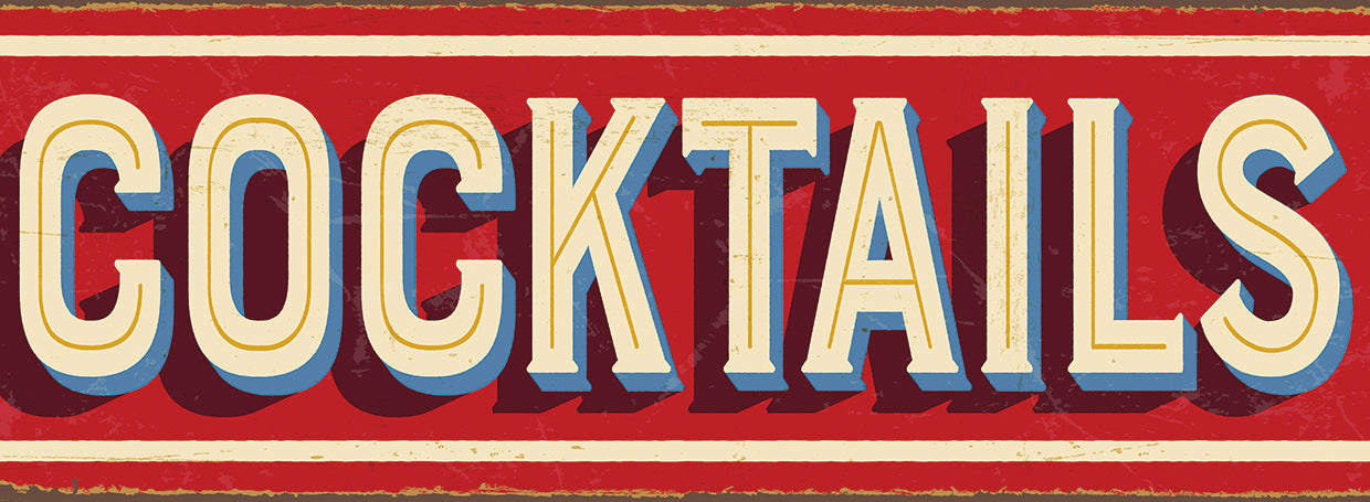Red Cocktails Metal Sign