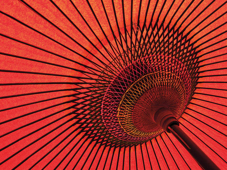 Paraguas japonés Red Rays Lienzo