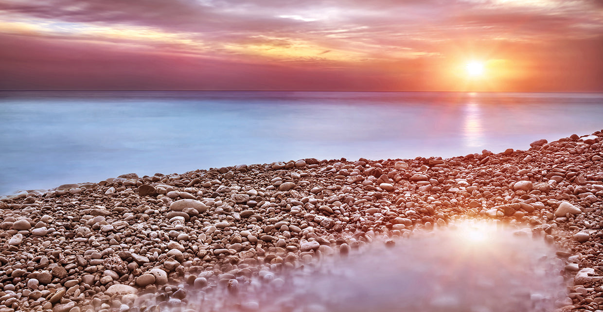 Playa de guijarros rosados ​​Lienzo