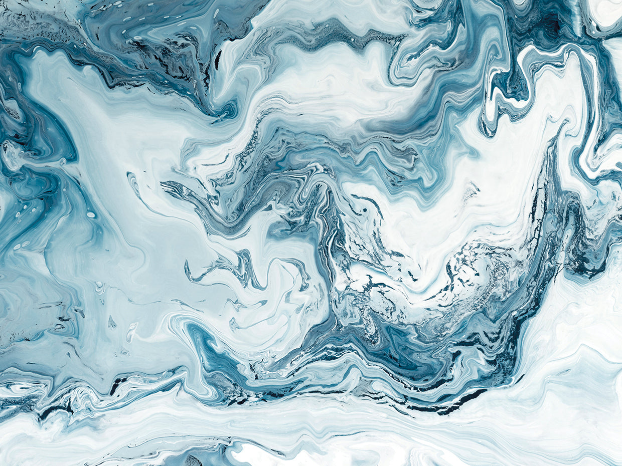 Blue Snow Marble Waves