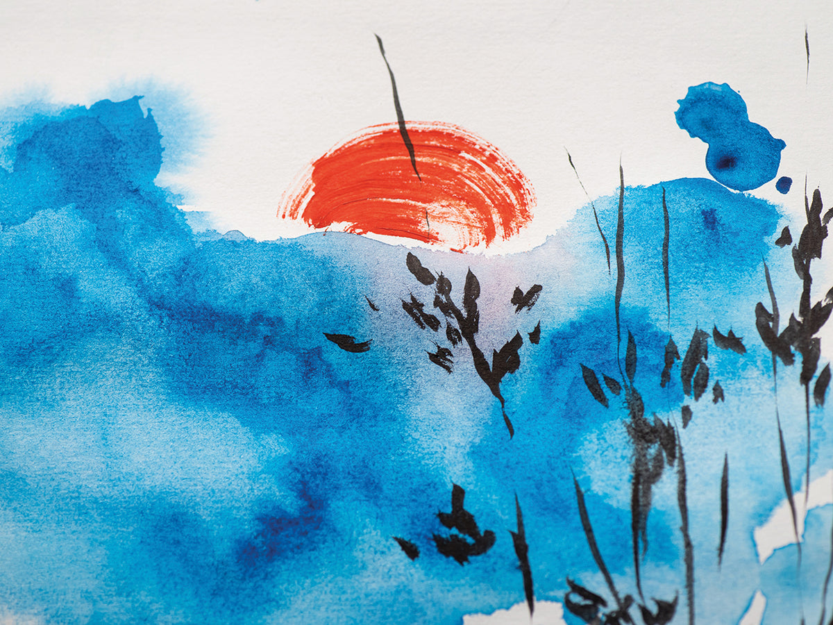 Blue Sky Red Sun Branches