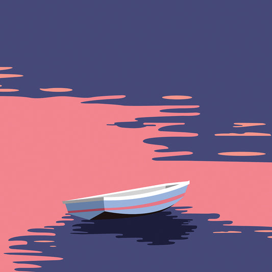 Purple Waves Rowboat Canvas Prints