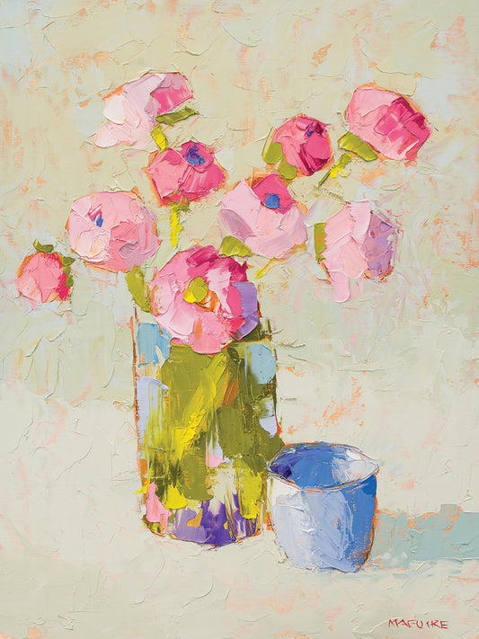 Bouquet With Blue Cup Canvas Prints
