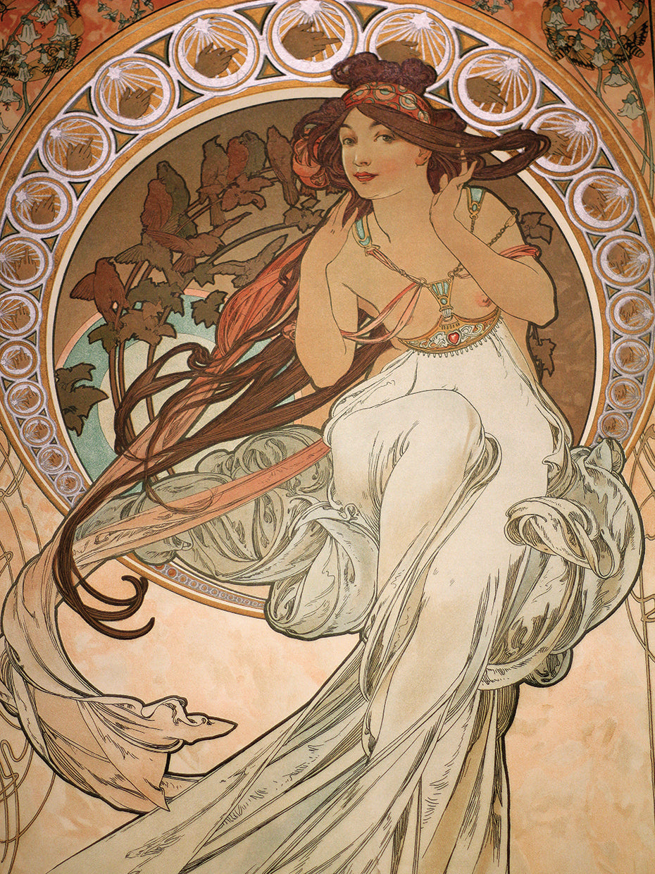Alphonse Mucha's Music (from The Four Arts - Detail), 1898 Canvas