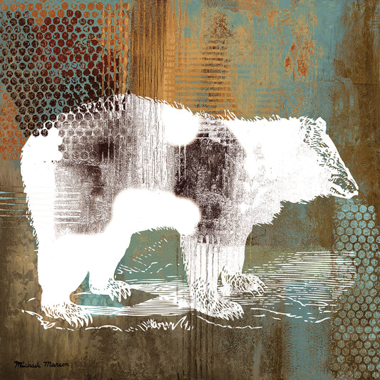 Bear on Abstract Canvas Art