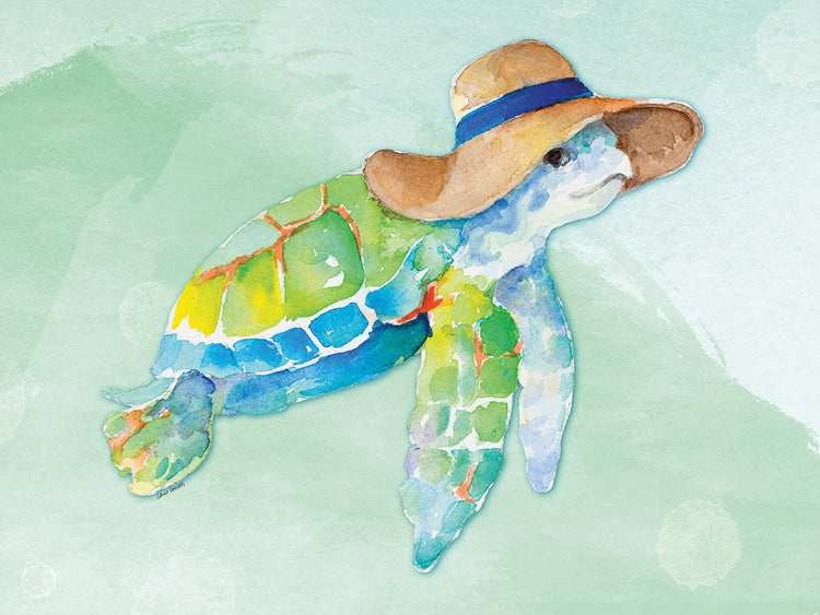 Tortuga con sombrero en acuarela (azul) Lienzo