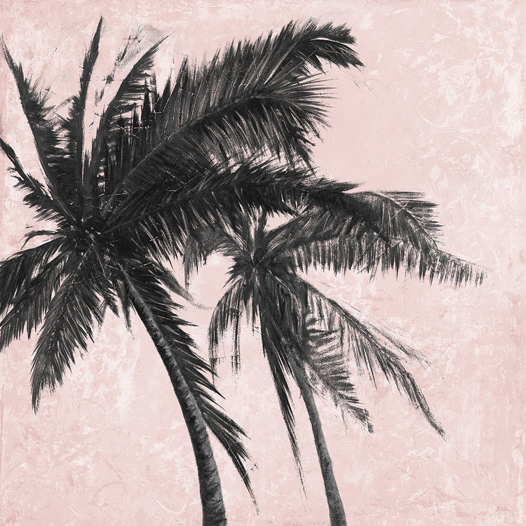Cuadro en lienzo Palma gris sobre rosa II
