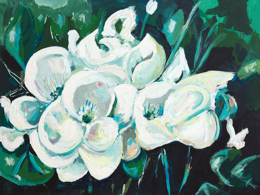 Green into White Orchids Canvas Art