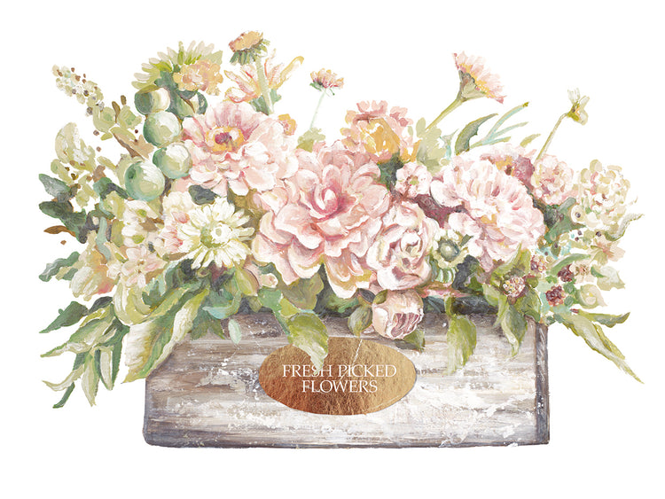 Flowers in Wooden Planter