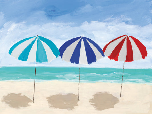 Beach Umbrella Trio Canvas Art