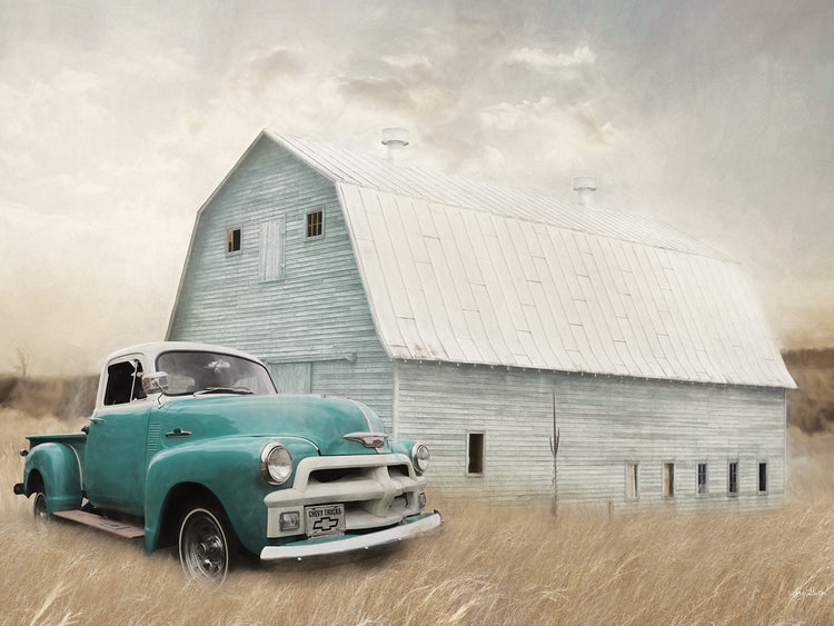 Teal Barn and Truck